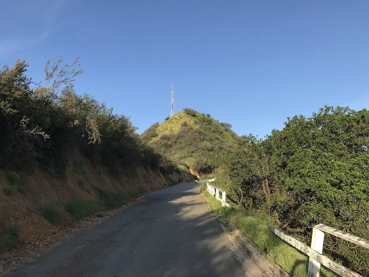 ハリウッドサイン裏へ続く上り坂の山道（マウント・リー）