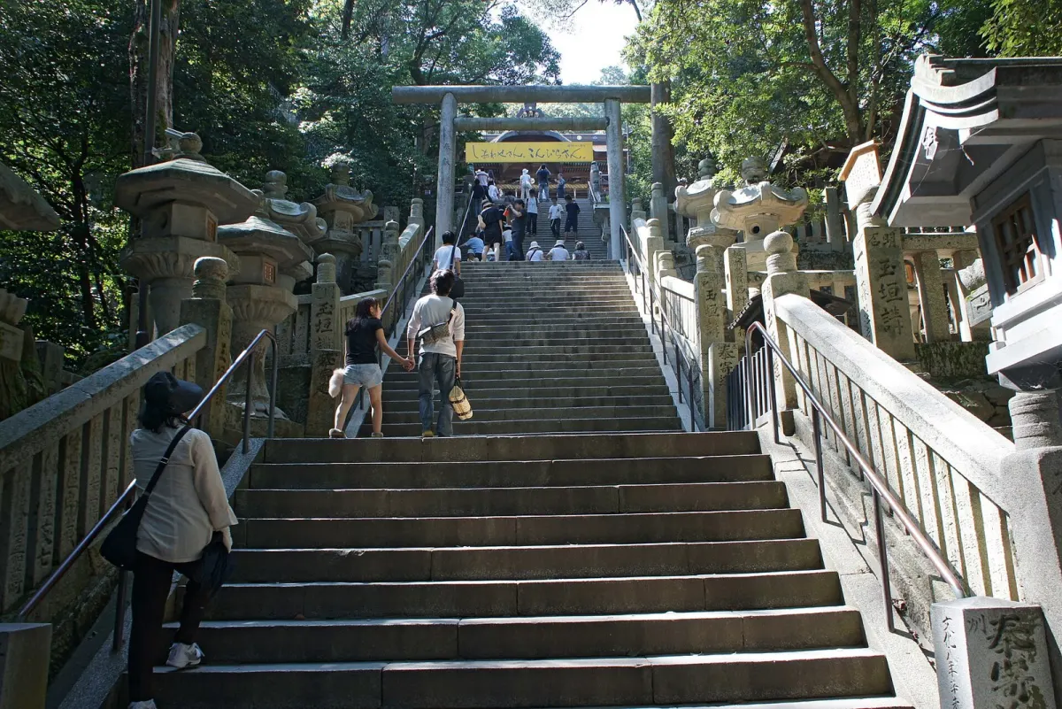 御本宮へ続く石段(全785段の上のほう)